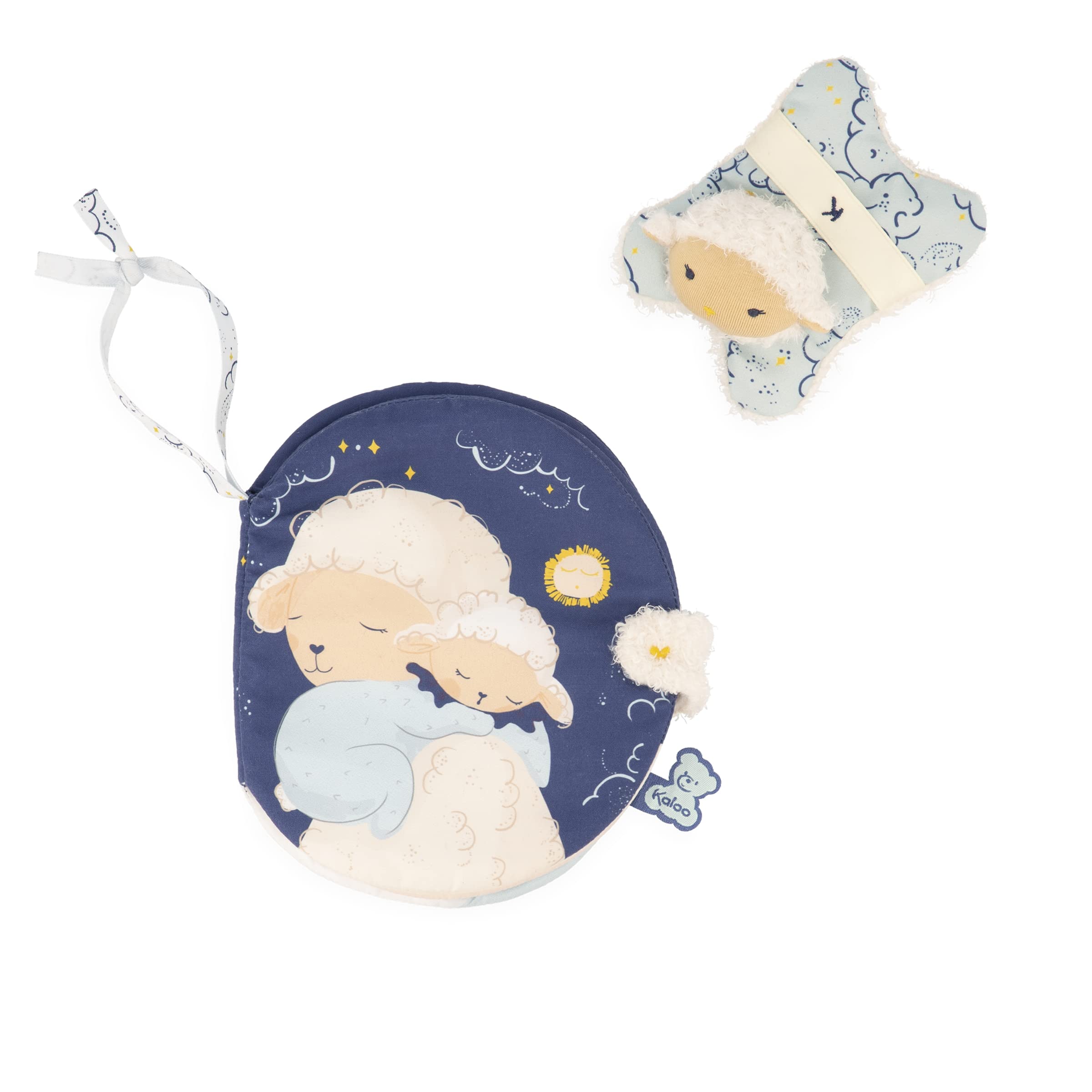 KALOO - Doux Sommeil - Primo Cofanetto Nascita per Addormentare Il Neonato - Libro + Mini Peluche Pecorella + Maxi Coperta Fasciante per Neonato 1 Metro - dalla Nascita, K221008