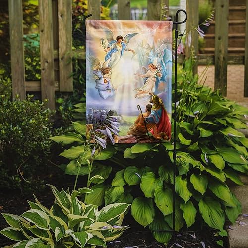 Miniatura 2 de Caroline's Treasures APH5469GF Bandera de jardín con diseño de pastores y ángeles para buzón, bandera decorativa para patio exterior, patio, obras