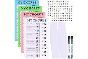 My Chores Kids Checklist: 4-Piece Dry Erase To-Do List and Reward System