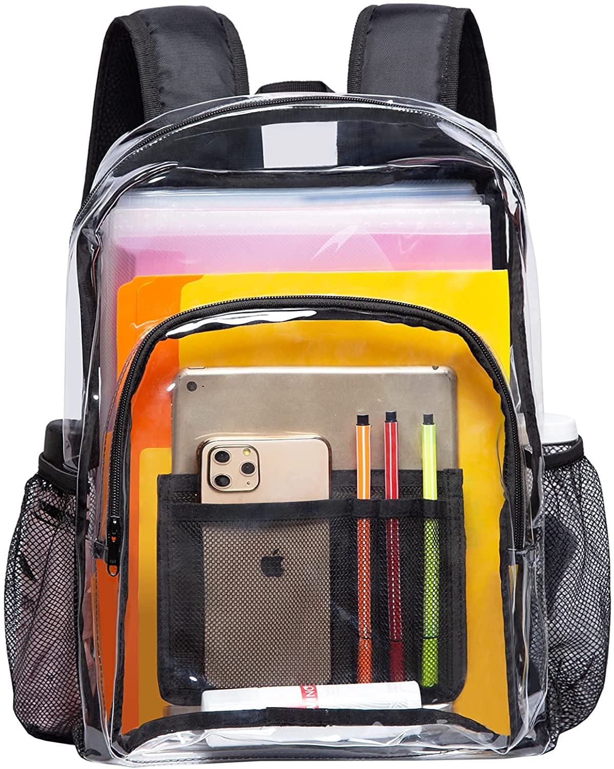 N S Enterprises Clear Backpack Heavy Duty PVC Transparent Backpack with Reinforced Strap for College and Workplace