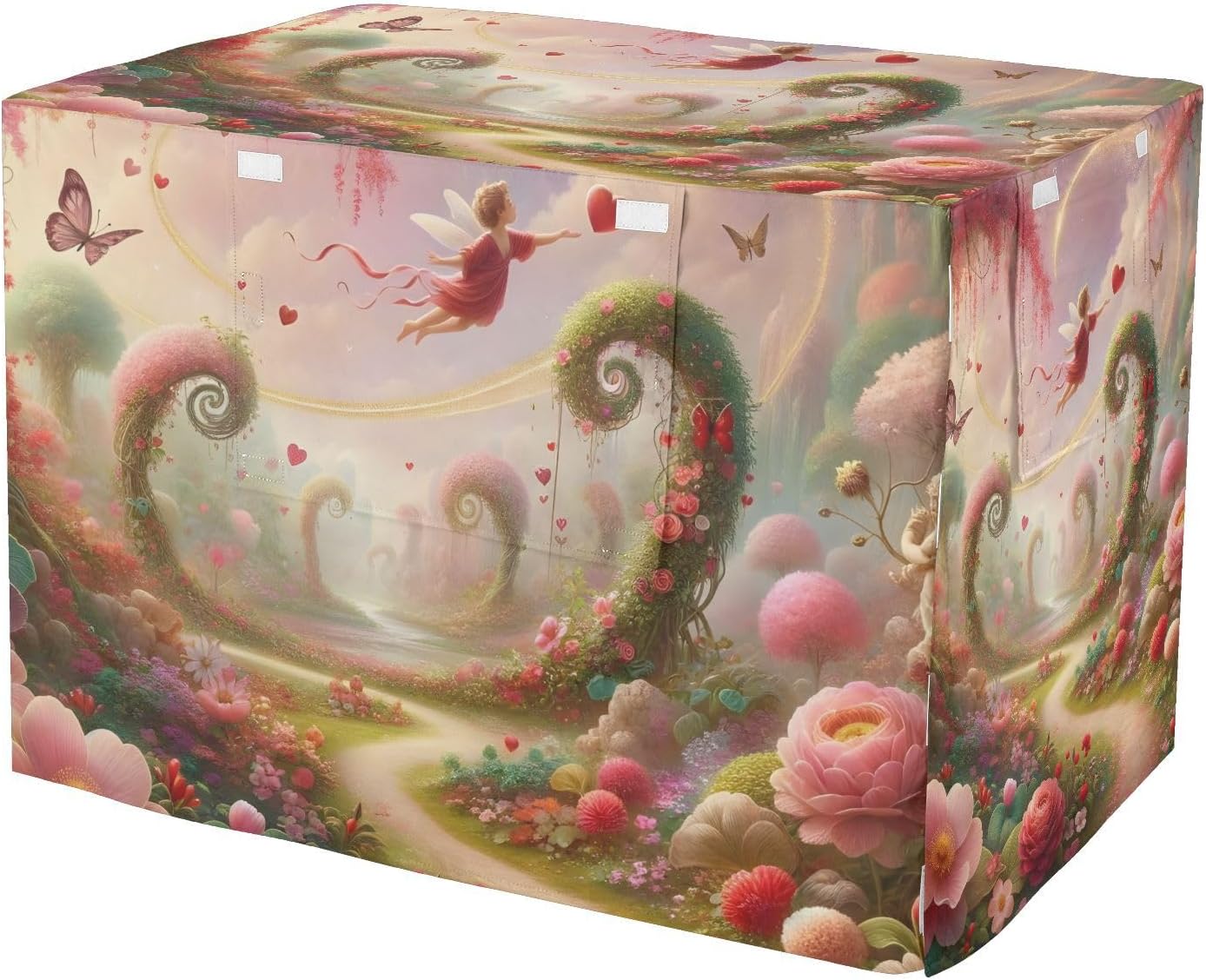 Garden Pink Dog Crate Covers Mesh Window Panels, Pet Kennel Cover with Mesh Windows, Large