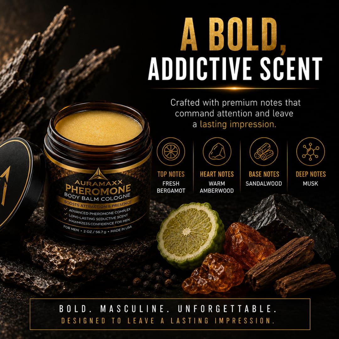AURAMAXX Pheromone Body Balm Cologne for Men, 2 oz