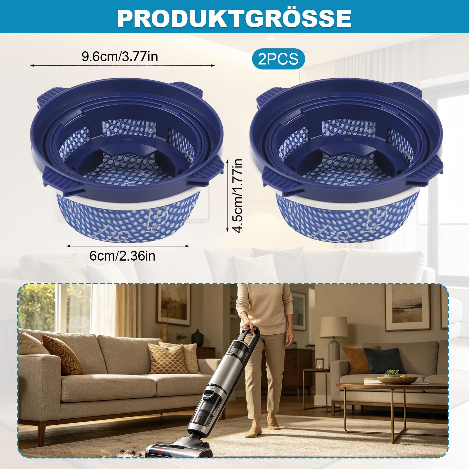2 filtry zapasowe HEPA DJ97-02649A do Samsung Jet 75 70 75+ 60 90 VS9000RL | Filtr wymienny do odkurzacza akumulatorowego do modeli odkurzaczy Jet 60,70,75,75+,90 VS9000RL