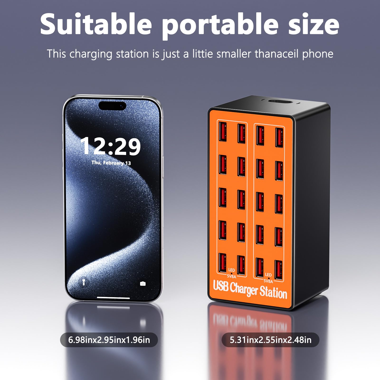 Caricabatterie USB Multiplo da 20 Porte, Stazione di Ricarica Intelligente da Scrivania con Ricarica Rapida e Design Compatto per iPhone, Samsung, Google e Altri Dispositivi