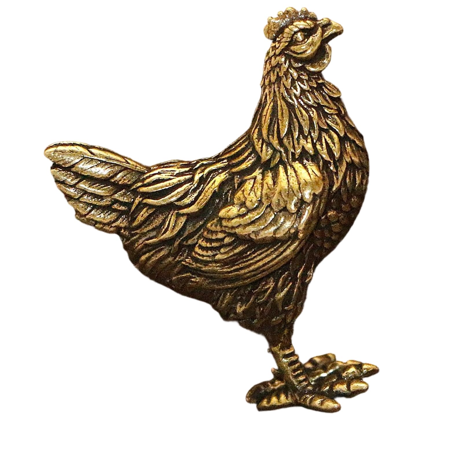 Msioytog Brass Animal Statue Chicken Table Ornament Chicken Figurine Sculptures Centerpieces for Living Room Bedroom Decors Figurines Sculptures