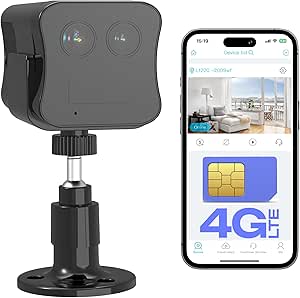 4G LTE Cellular Security Camera Wireless Indoor, No WiFi Security Camera with 2K Clear Night Vision, Built-in SIM Card, 20 Day Standby Battery, Dual Lens Cam, 6X Hybrid Zoom, Human Detection asin的图片