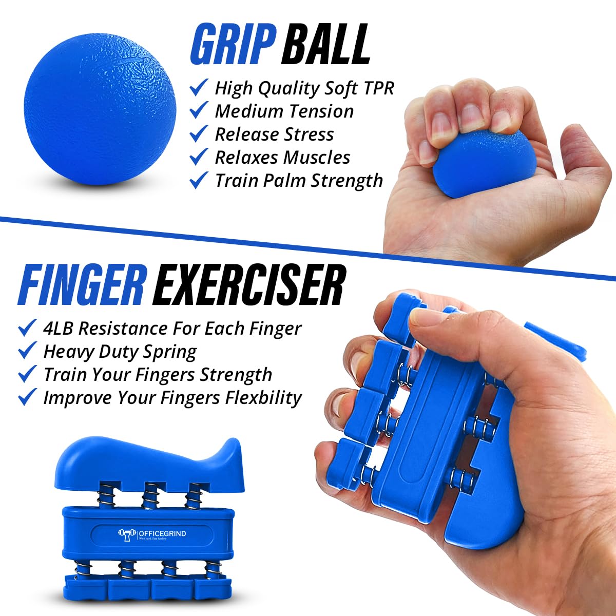 Kit de fortalecimiento de agarre de mano con ejercitador de dedos, estirador de dedos, agarre de antebrazo ajustable, anillo de agarre de ejercicio y bola de agarre para aliviar el estrés para atletas