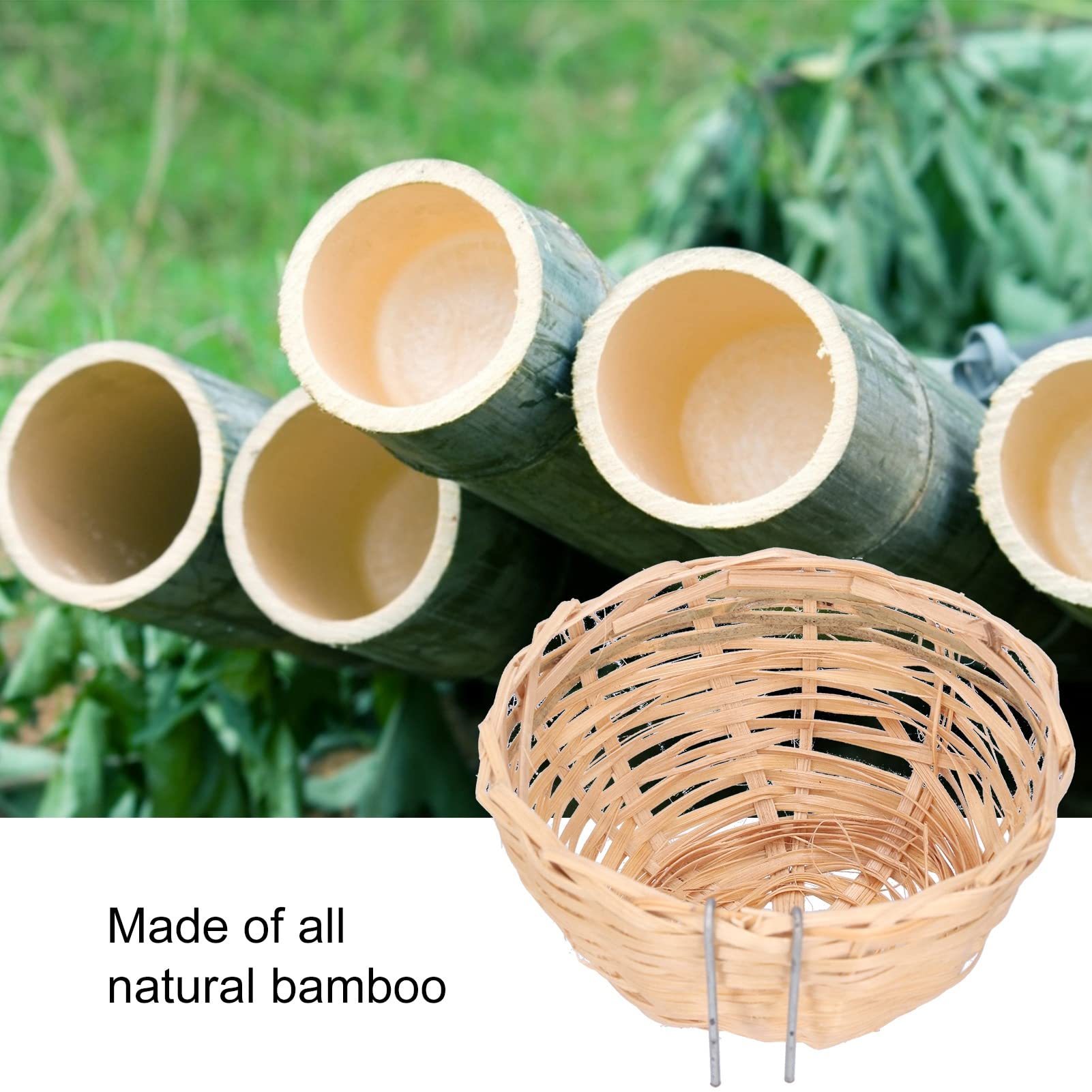 4 Pièces Nid D'oiseau Fait à la Main Maison D'oiseau Robuste Et Naturel en Bambou Nid D'oiseau Fournitures pour Oiseaux Cage à Oiseaux avec Crochet pour Petits Perroquets Canaris Calopsittes