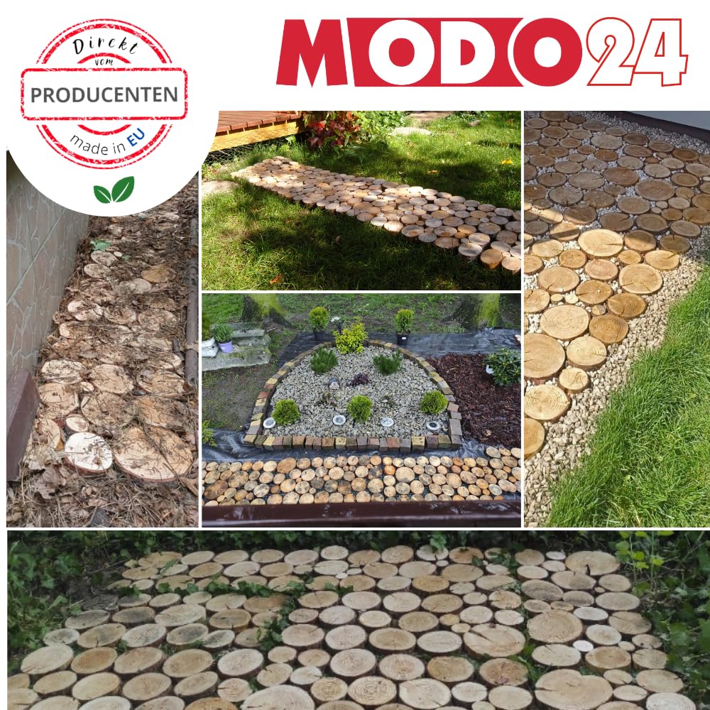 Gartenweg aus Holz, 1 Modul, Gehwegplatte, Gehweg aus Eichescheiben, Gehplatten, Holzscheiben, Holzplatten, Gartenplatten, Beetplatten, Weg Holzpfad, FSC-Holz, Modulmaß 80x50x3 cm