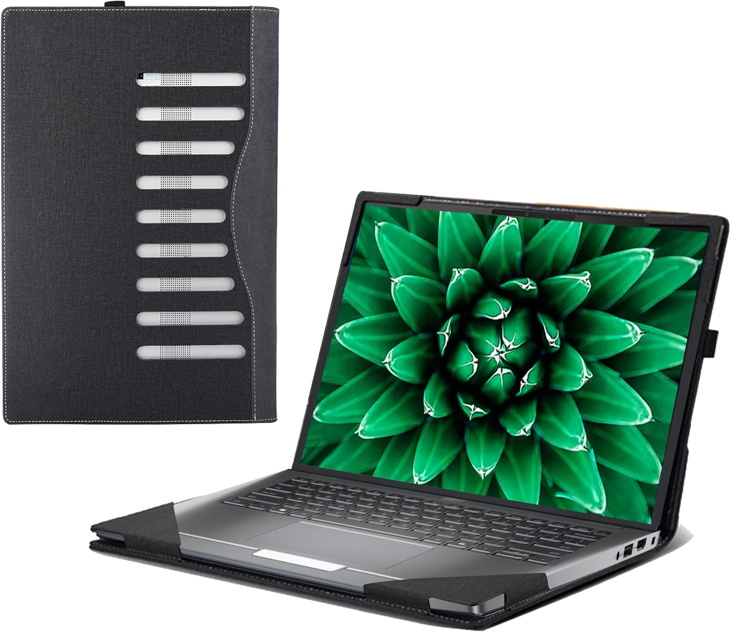 Laptop Cover for Dell Precision 3490 Workstation Precision 3480|3470 Laptop 14 inch All-Inclusive Drop-Proof Case PU Leather Inner Pocket Cover (Dark Gray)
