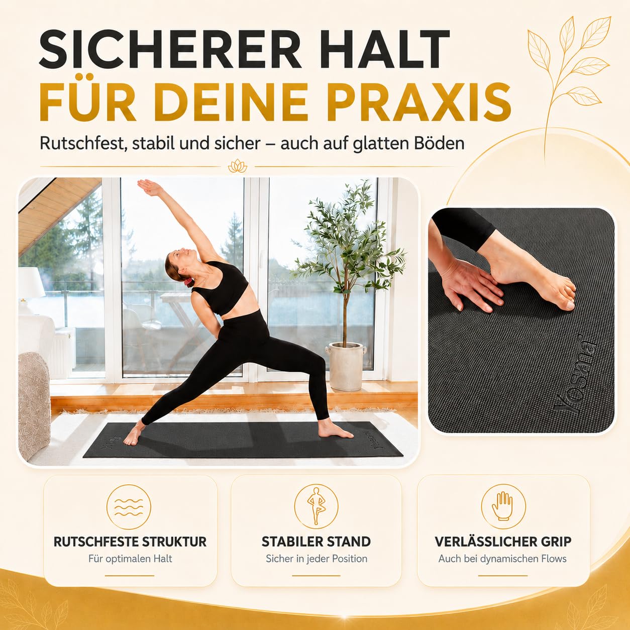 Yogamatte inkl. Tragetasche & Video Kurs I Yoga Matte rutschfest I weiche Gymnastikmatte I Sportmatte 183x60cm I Fitnessmatte I Pilatesmatte 6mm Dick