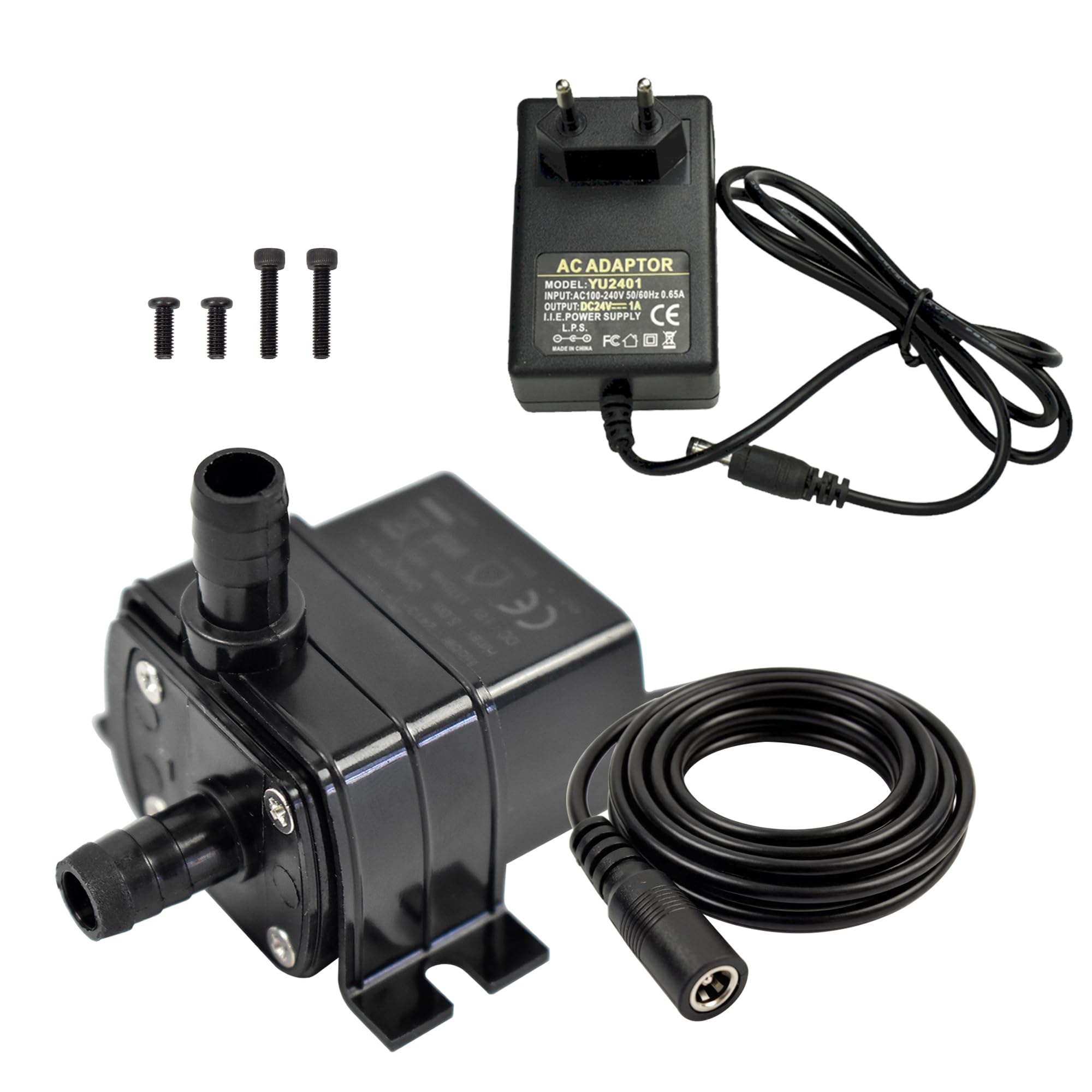 CONQUERALL DC 12V Solar Fountain Pump 63GPH 9.8ft 4.8W Submersible Pump with Power Supply(EU) for Small Garden Pond Landscap