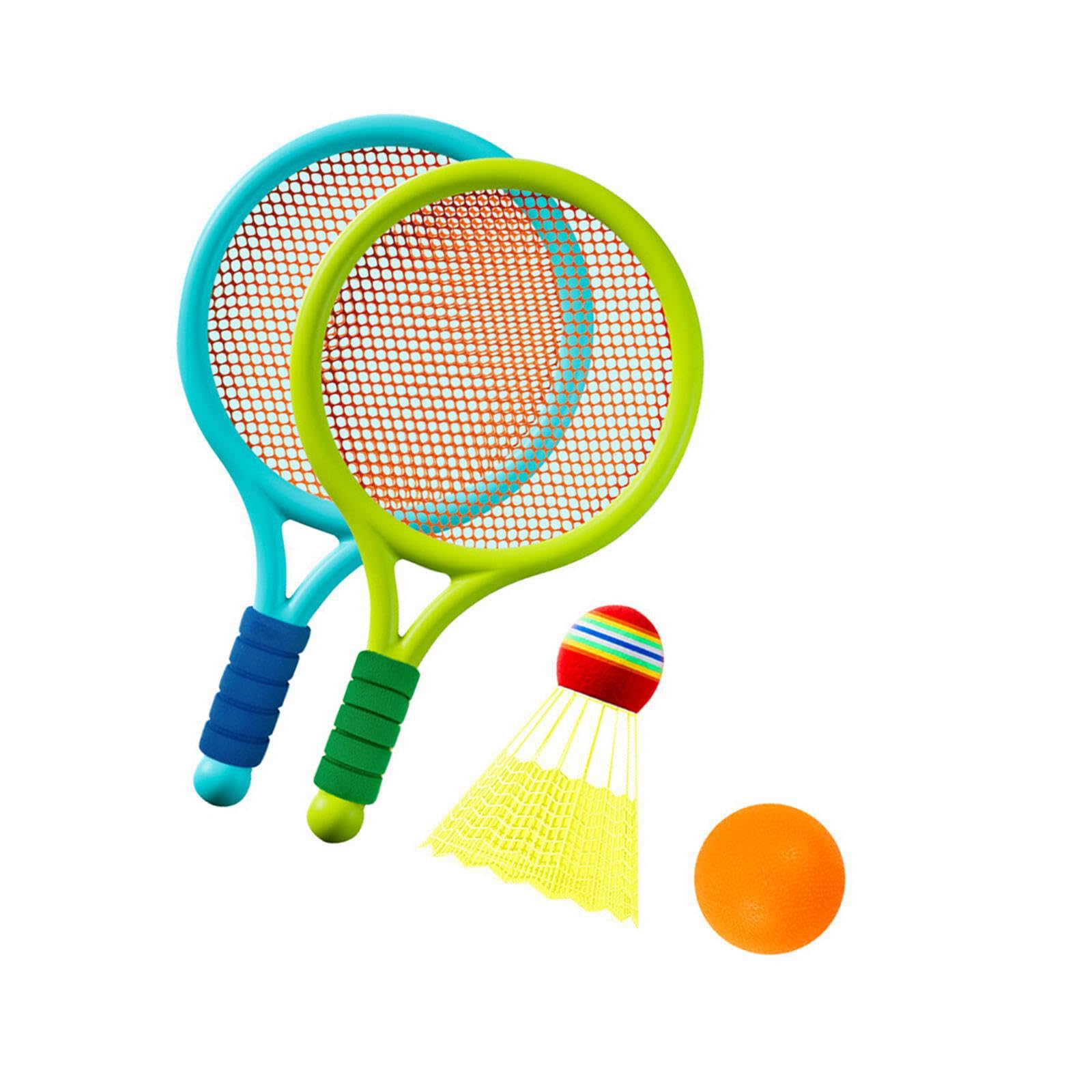 Set da Tennis e Badminton per Bambini, Racchetta da Tennis per Bambini, Giocattoli da Spiaggia, Blu e Rosa