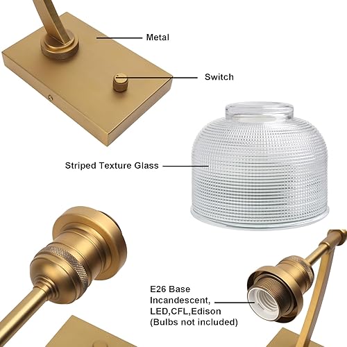 Miniatura 6 de Yosoan Aplique de pared vintage para interiores con interruptor de encendido y apagado, 1 luz cableada, industrial, bohemio, retro, moderno, montado