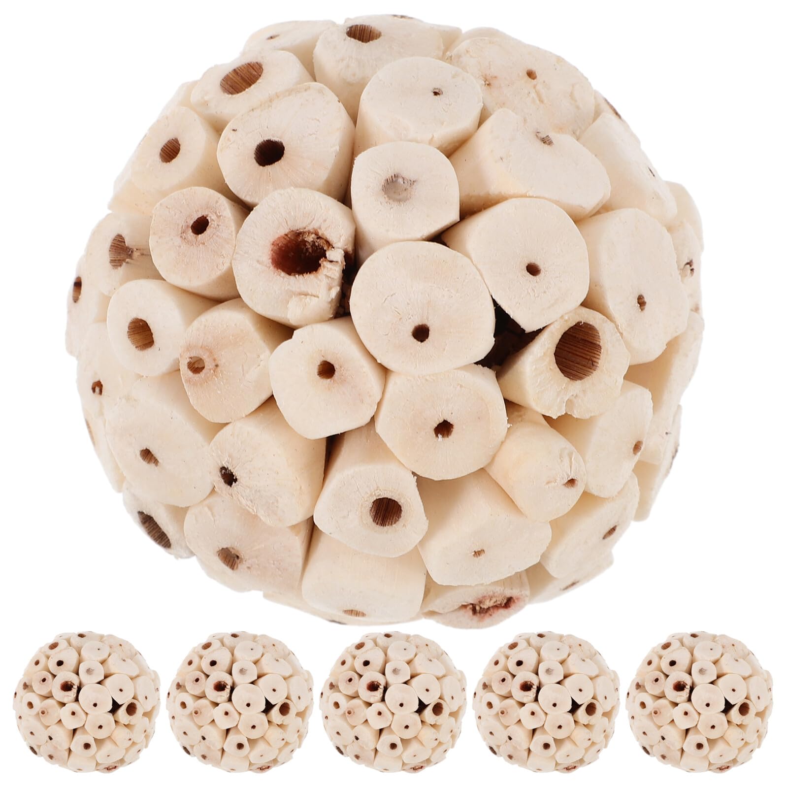 DOITOOL Juguetes Naturales 6 Piezas para Masticar de Madera Beige Cuidado Dental y Afilado de Dientes para Periquitos y Hámsters para Alimentación y Entretenimiento