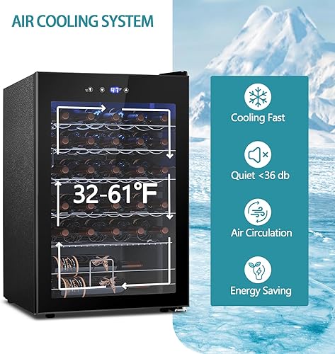 Miniatura 3 de COWSAR Refrigerador de Vino de 37 Botellas, Refrigerador Comercial de Bebidas Independiente con Control Inteligente de Temperatura, Mini