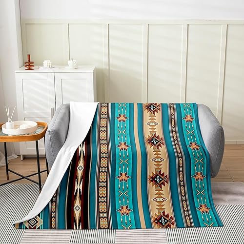 Miniatura 2 de Manta de franela azteca, manta de franela étnica tribal con flechas, manta retro del suroeste nativo bohemio mullido 40 x 50 pulgadas, manta de