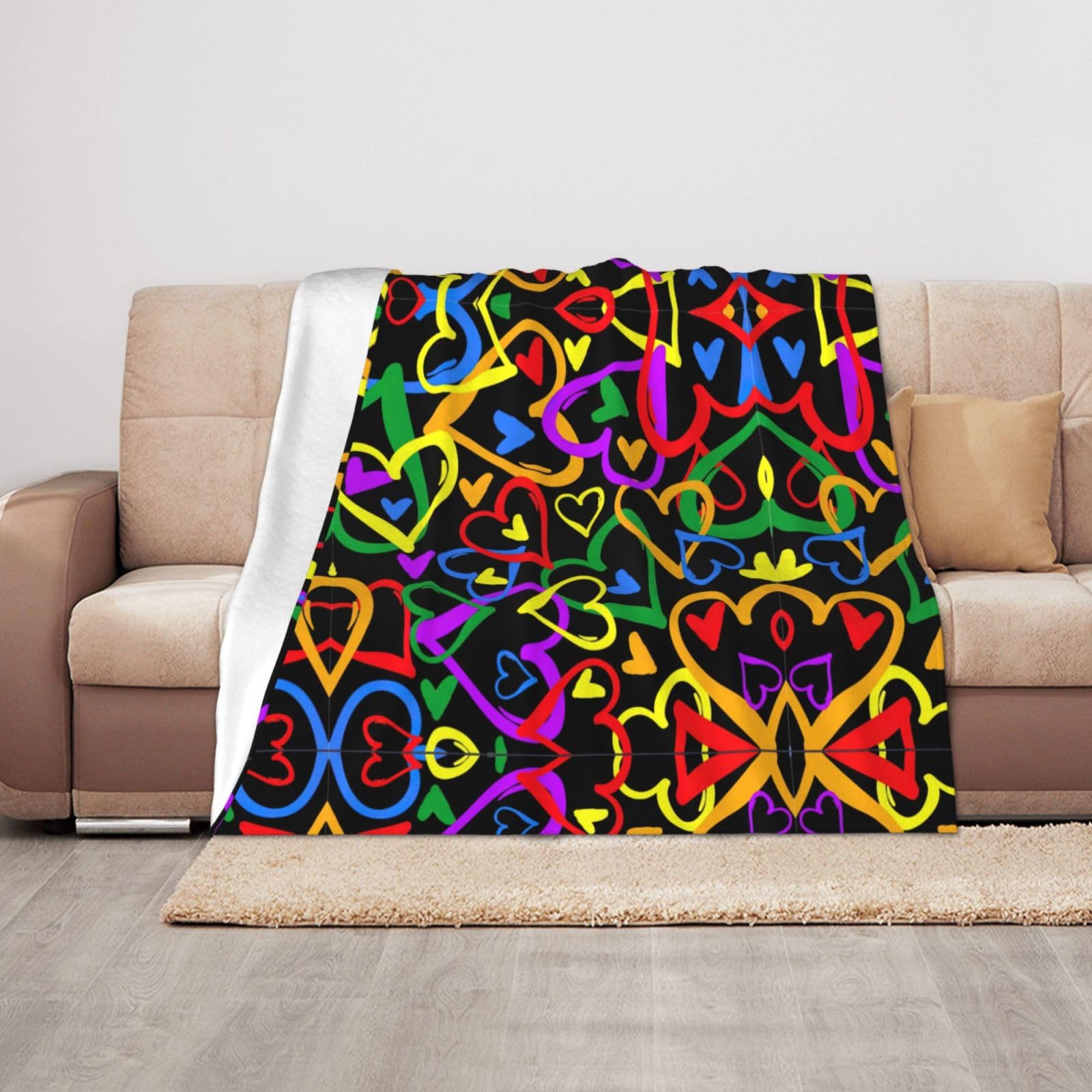 Couverture douillette arc-en-ciel Gay Pride cadeau original plaid doux adulte