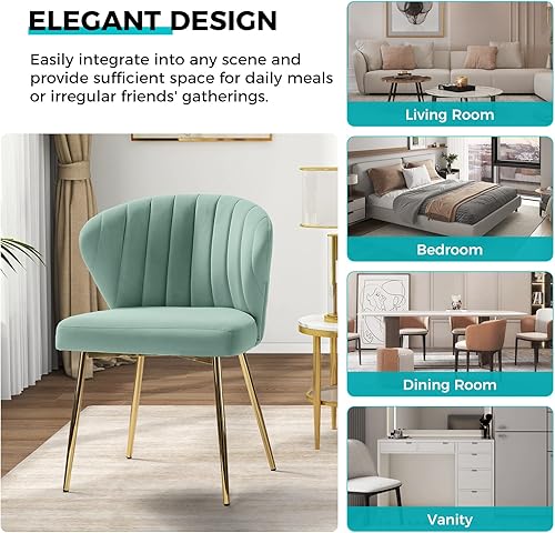 Miniatura 125 de TINA'S HOME Sillas modernas para sala de estar, comedor, pequeña silla decorativa de terciopelo con patas de metal dorado, bonita silla lateral