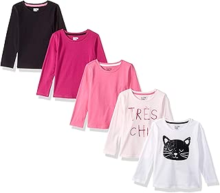 Amazon Brand - Spotted Zebra Girl's Toddler & Kids 5-Pack Long-Sleeve T-Shirts