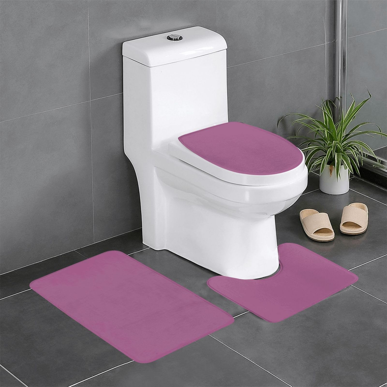 Tapis de salle de bain antidérapants rouge raisin pour lavabo et toilettes