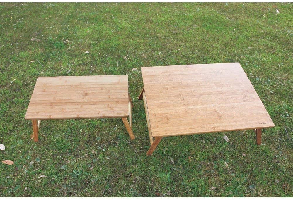 Time Concept Vacances Foldable Bamboo Table - L 20" x W 24" x H 9" - Wooden Picnic Furniture, Portable Dining Use