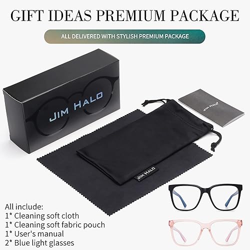 Miniatura 6 de JIM HALO Paquete de 2 lentes de bloqueo de luz azul, anteojos redondos para computadorajuegos, bloqueador de luz azul para mujeres y hombres (sin