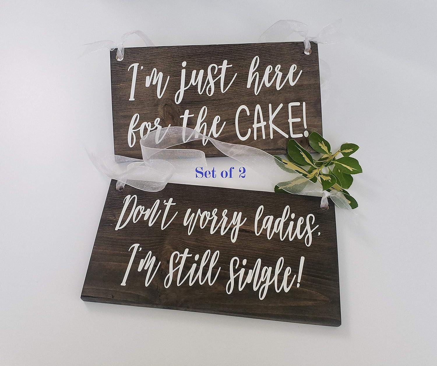 Eletina Girls Wood11 Wooden Signs/Set Of 2 Ring Bearer Flower Signs Dont Worry Ladies Im Still Single Im Just Here For The Cake Wedding Ceremony Signs Kitchen Cafe Pub Decor, Wood Wal Art, Rustic Wood Decor Gift 5X10