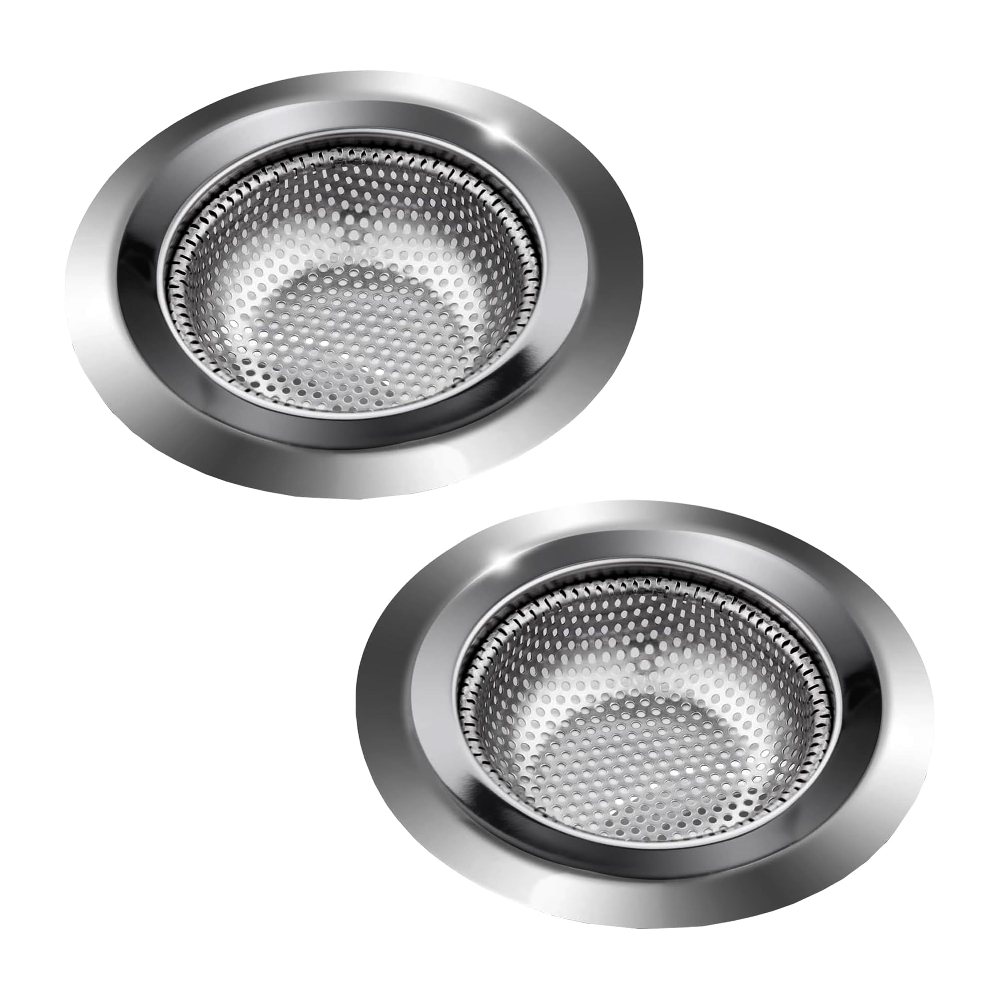 2Pcs Kitchen Sink Strainer Plug - Stainless Steel Sink Plug Strainer for Kitchen, Hair Catcher for Bathtub and Shower - Sink Strainer Prevent Blocked Drains & Unwanted Smells in The Kitchen