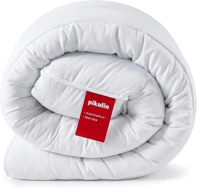 PIKOLIN Couette 140 x 200 cm 300 gr Tempérée en Fibre Aloe Vera pour Lit 1 Personne – Couette Hypoallergénique et Respirant, pour Peau Sensible et Lavable