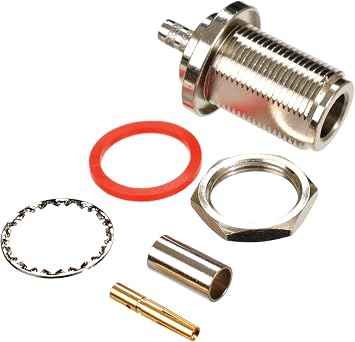 N Jack Female Bulkhead Connector for RG58, CA195, Times Microwave LMR195 and Equivalent Cable