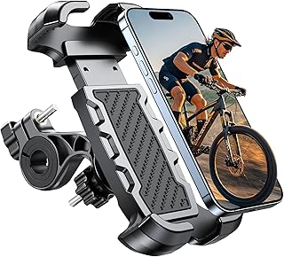 Motorcycle Phone Mount, Upgrade [Never Fall Off] [0 Shake] Bike Phone Mount, [3s Put & Take] 360° Rotatable Phone Holder for Motorcycle Bike Bicycle Scooter Compatible with Cellphones 4.7-6.8”