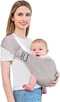 Baby Sling Carrier,Baby Carrier Newborn to Toddler,Toddler Carrier,Portable Lightweight & Spreadable Shoulder Straps (Light Grey)
