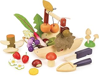 Tender Leaf Toys - Wild Wood Foraging Trug - Wood Nature Play Set with 15 Pretend Forest Finds - Includes Pocket Knife, Trowel, Recipe Leaflet - Encourages Imaginative Play, Sparks Curiosity - Age 3+