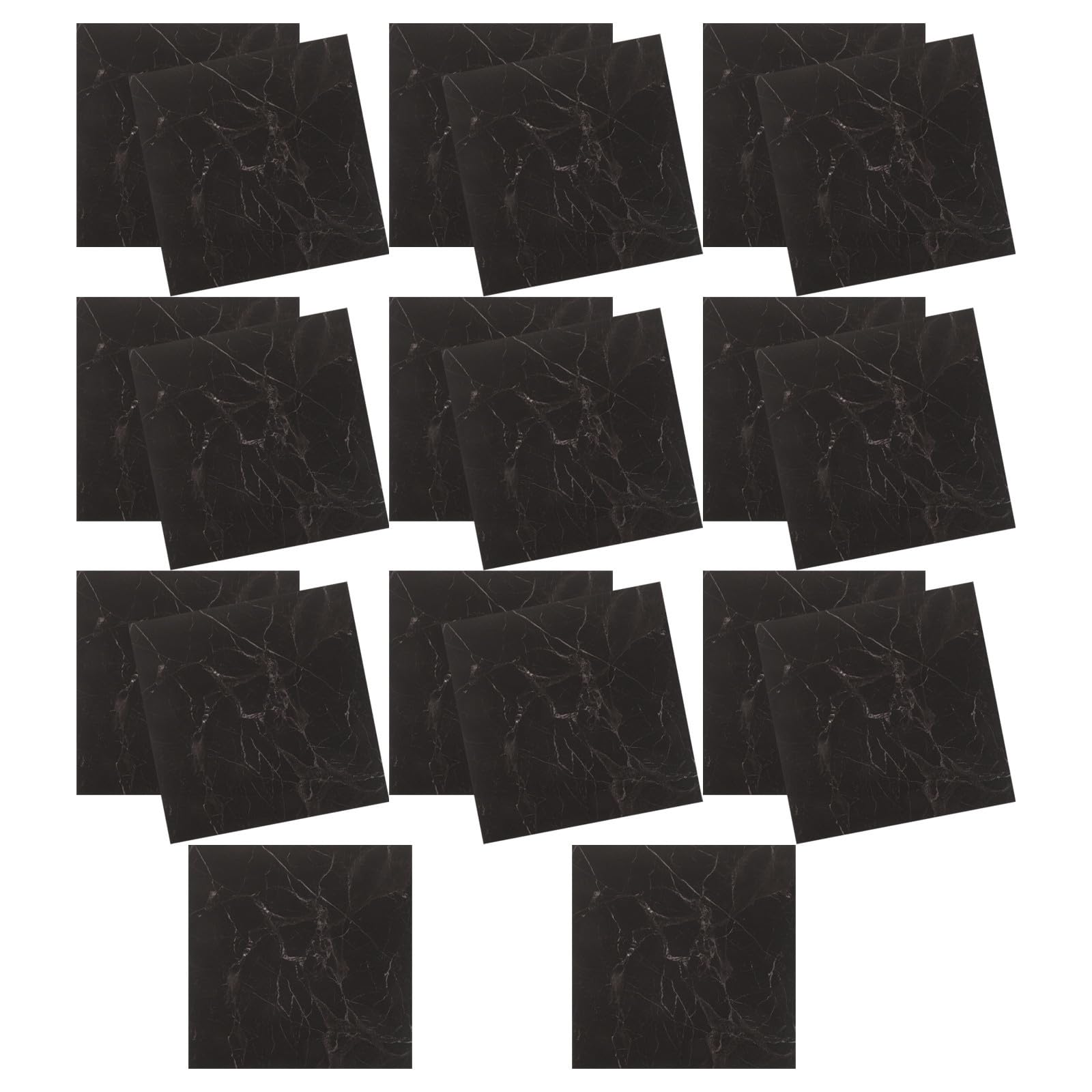 Veemoon 20 Pezzi Piastrelle Adesive in Pvc Effetto Marmo Nero 30x30 Cm Spessore 1,5mm Impermeabili e Resistenti per Pavimenti, per Ingressi e Lavanderie, Superficie Rinforzata