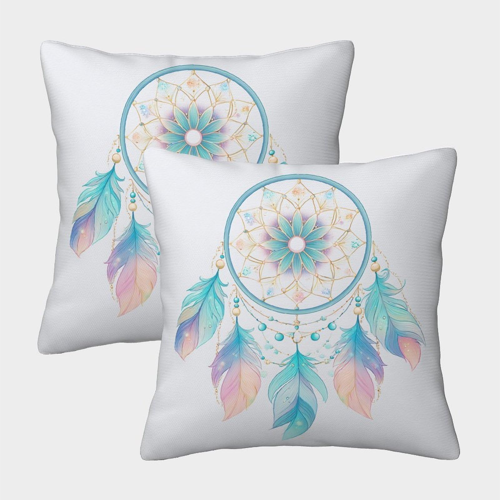 QFVANSIYO Boho 3D Printed Dreamcatcher Pillowcase Microfiber Bedroom Decor Dreamcatcher Pillow Cover for Adults Teens Home Bedding 50x50cm
