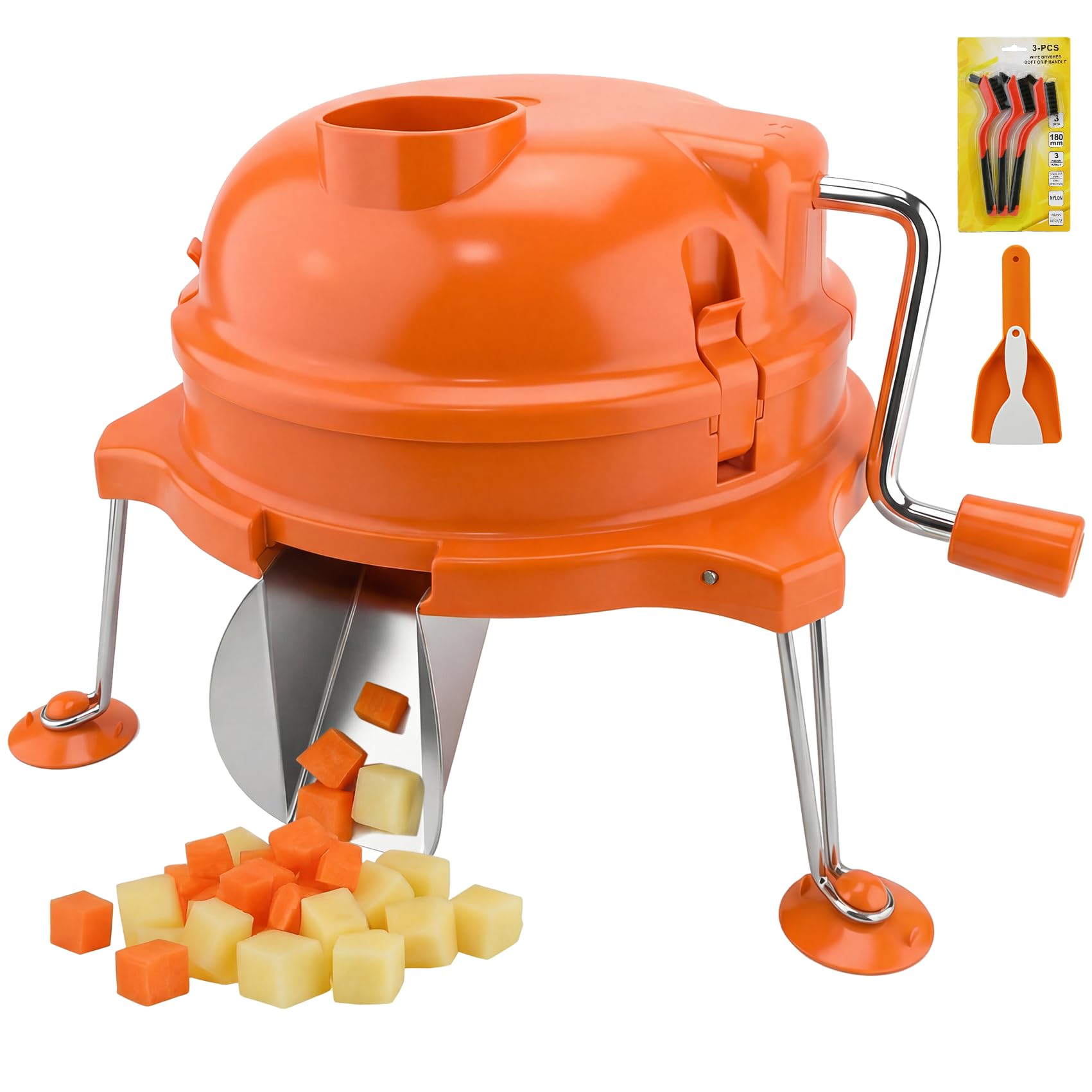 CL003 Commercial Vegetable Dicer, Replace dynamic Cl003 1/4 dynacube Table Top Manual Food Cutter, 1/4" Manual Tabletop Cuber, Orange Commercial Dicer Vegetable Cutter, Tomato/Potato/Onion