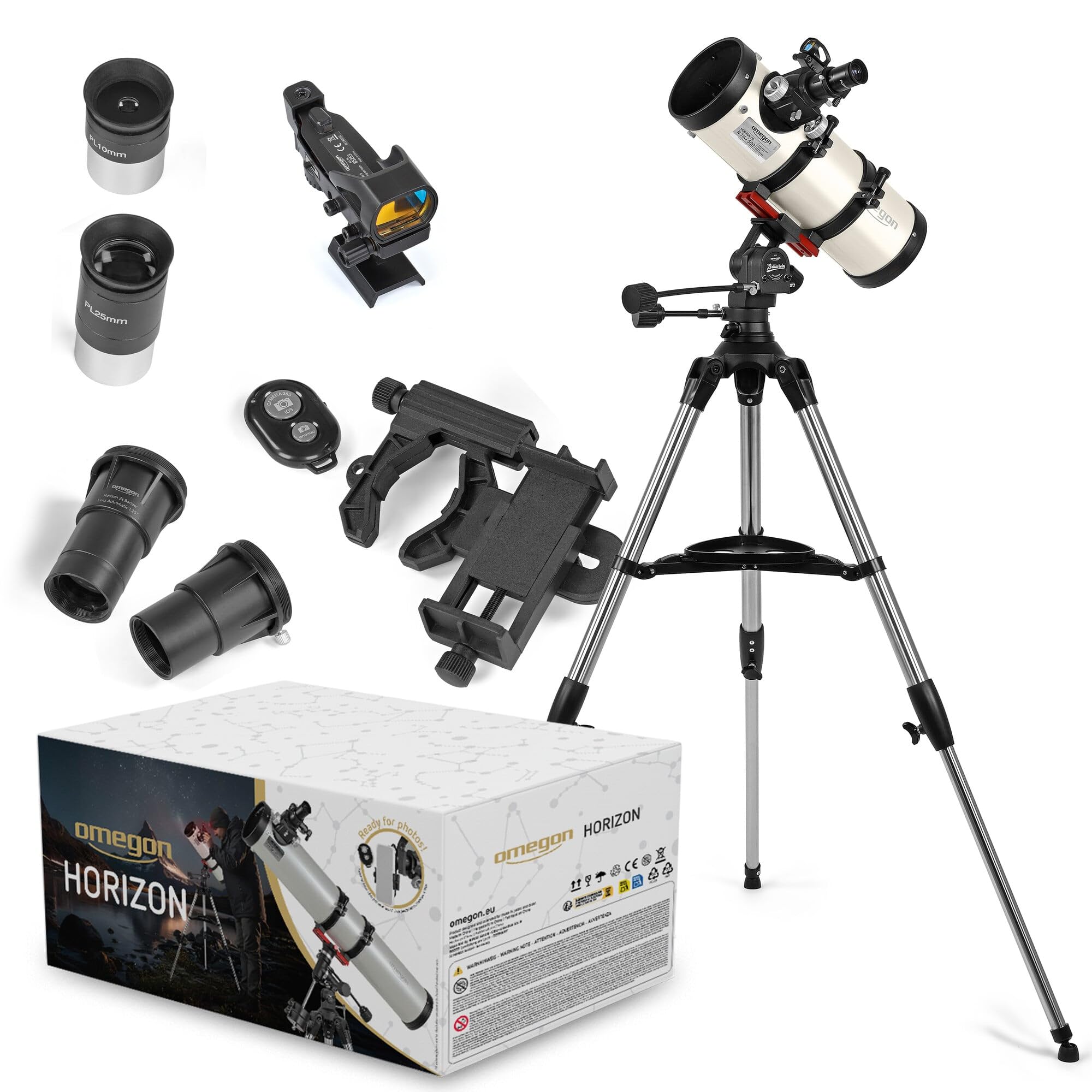 Telescopio Omegon Horizon CR N 114/500 AZ-Bellavista | Telescopio compatto | Specchi principali parabolici | Focheggiatore Crayford | Montatura AZ-Bellavista | Grandangolare e trasportabile