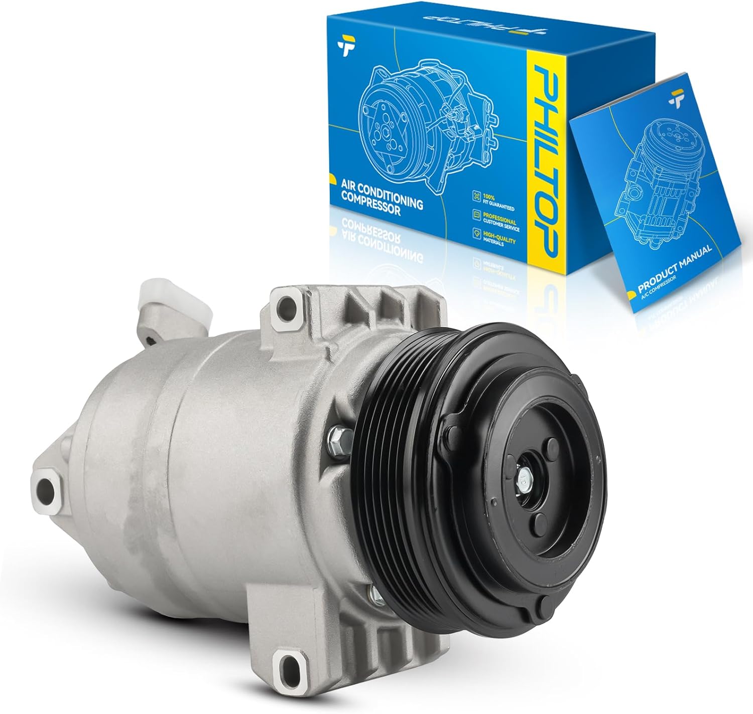 PHILTOP 98465 AC Compressor Compatible with NV200 2013-2021, City Express 2015-2018, Air Conditioning Compressor with Clutch