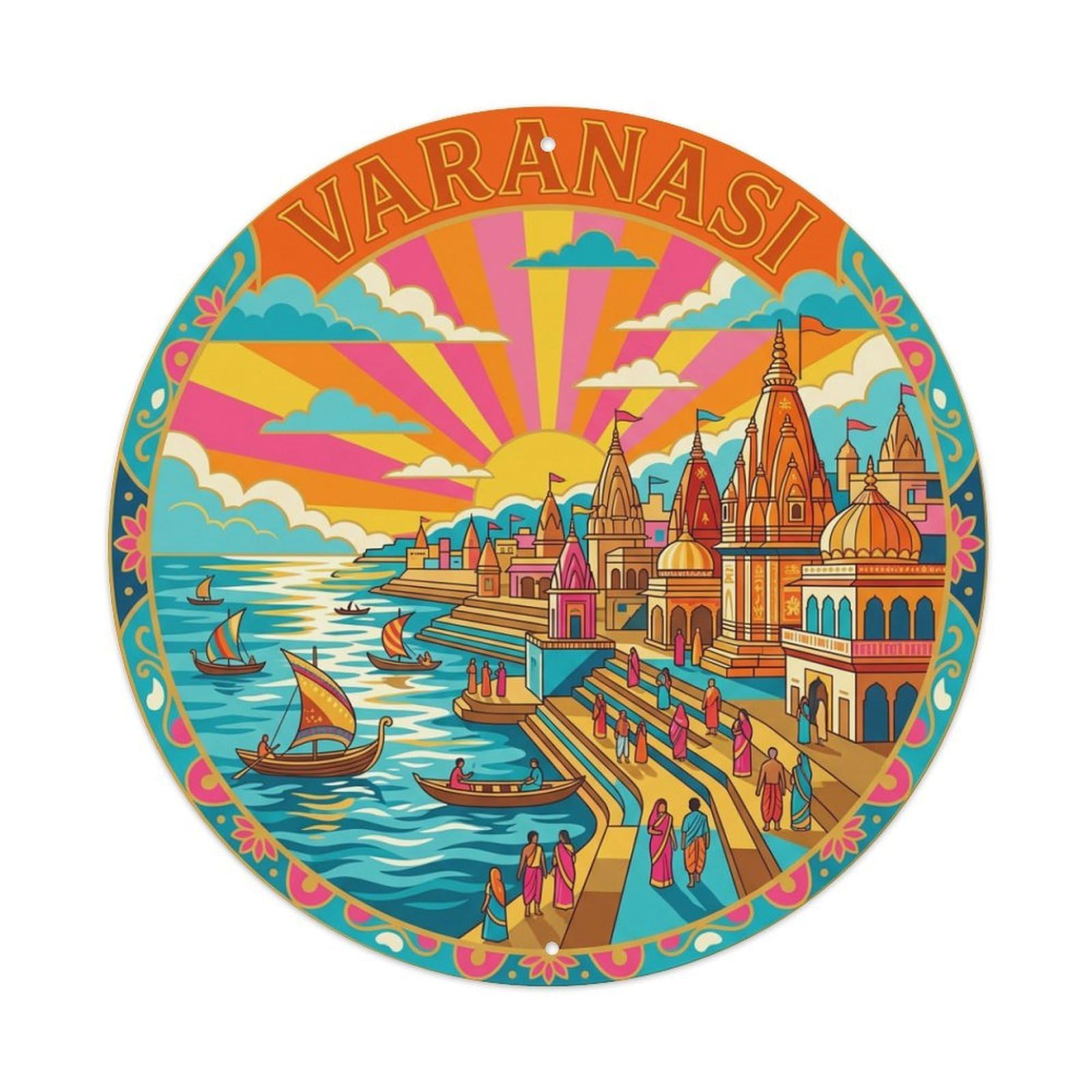 Travel Vintage India Varanasi Metal Tin Sign