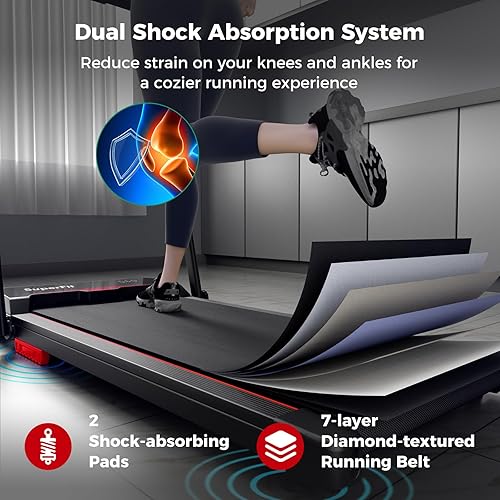 Miniatura 4 de Goplus 2 in 1 Folding Treadmill, 2.5HP 340 LBS Capacity Walking Pad with Handle Bar, Under Desk Treadmill with Remote Control, LED Display and APP,