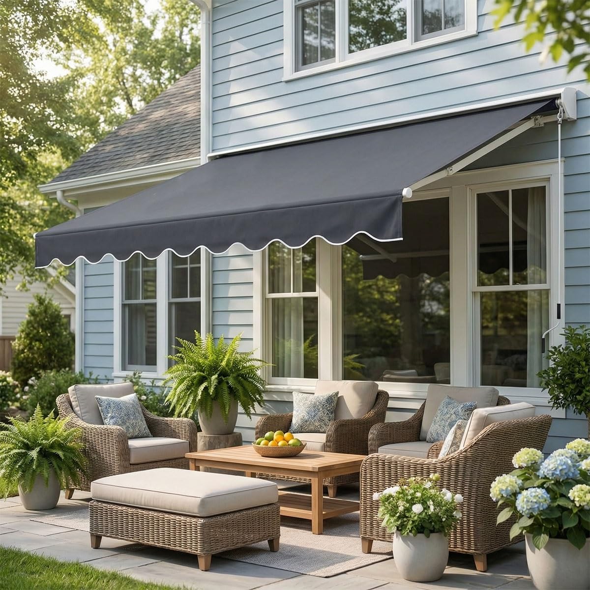 Tessuto di ricambio per tenda da sole retrattile impermeabile resistente ai raggi UV per patio, giardino, balcone, porta, baldacchino, riparo da esterni