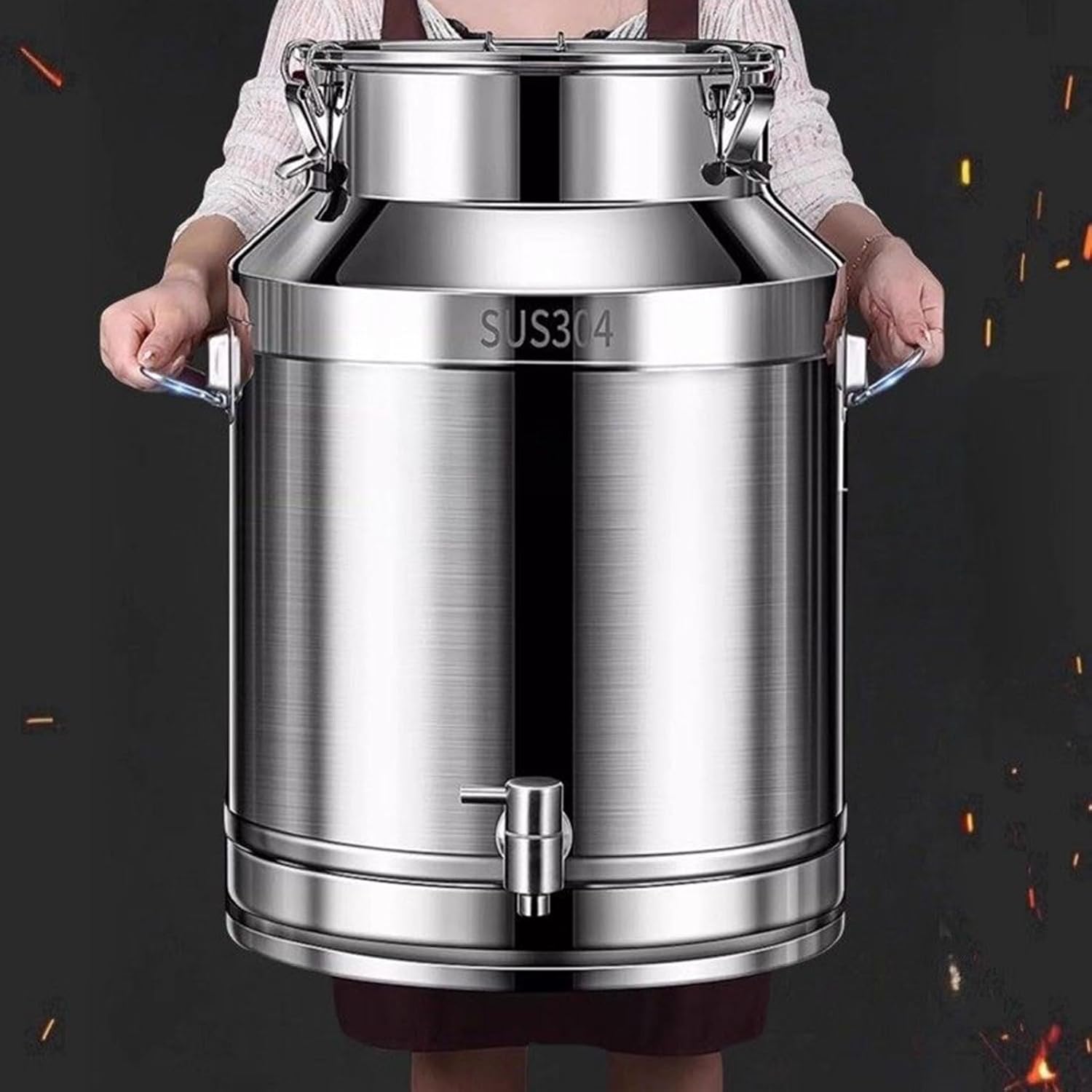 28L Stainless Steel Fermenter with Airlock - Ideal Brewing Equipment for Beer, Wine, & Food Storage - Easy to Clean, Durable Fermentation Bucket
