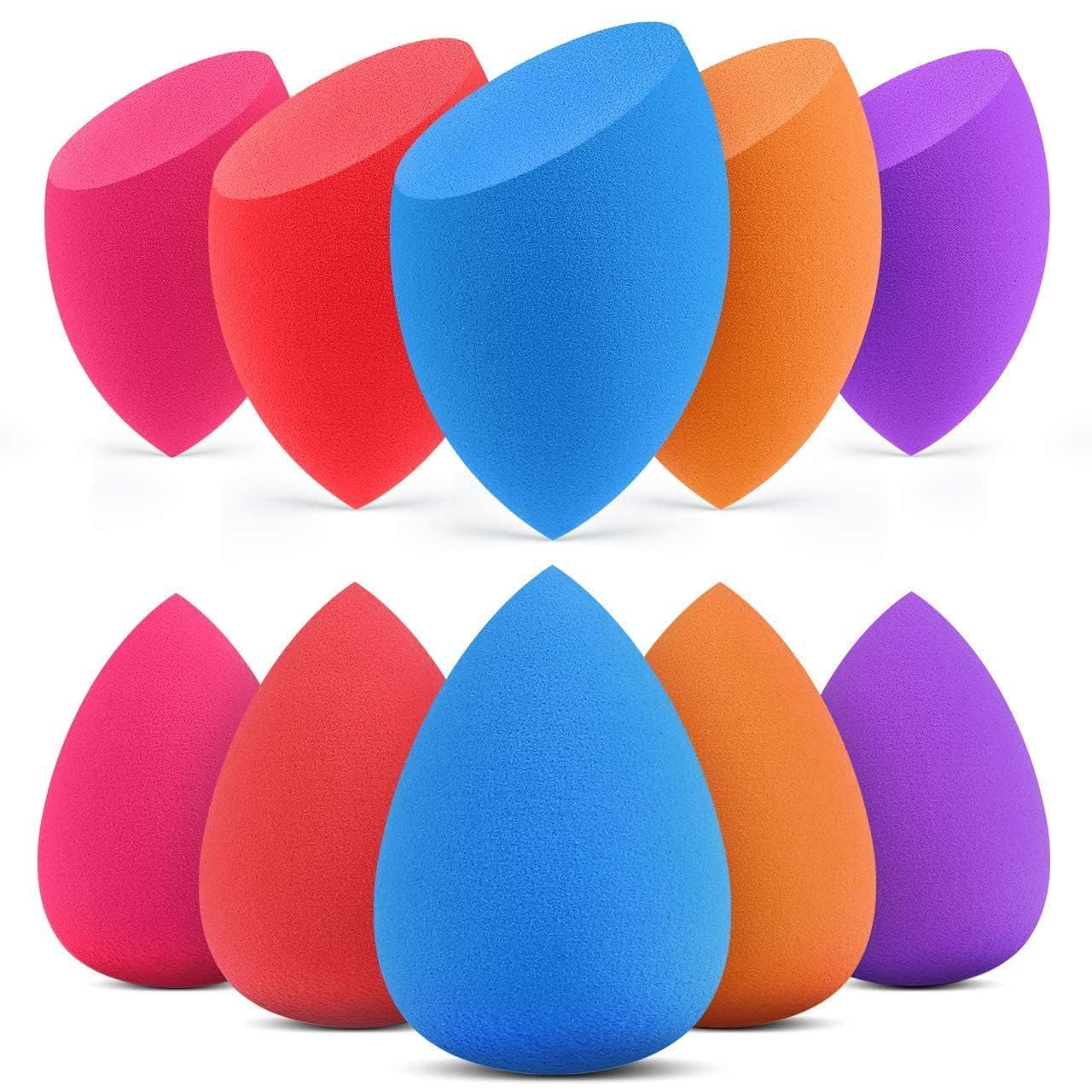 Beautiflame 10 PCS Makeup Sponge Cosmetics Blender Latex Free and Vegan Puffs for Foundation,Liquid, Cream, and Powder Puff (MULTICOLOR)