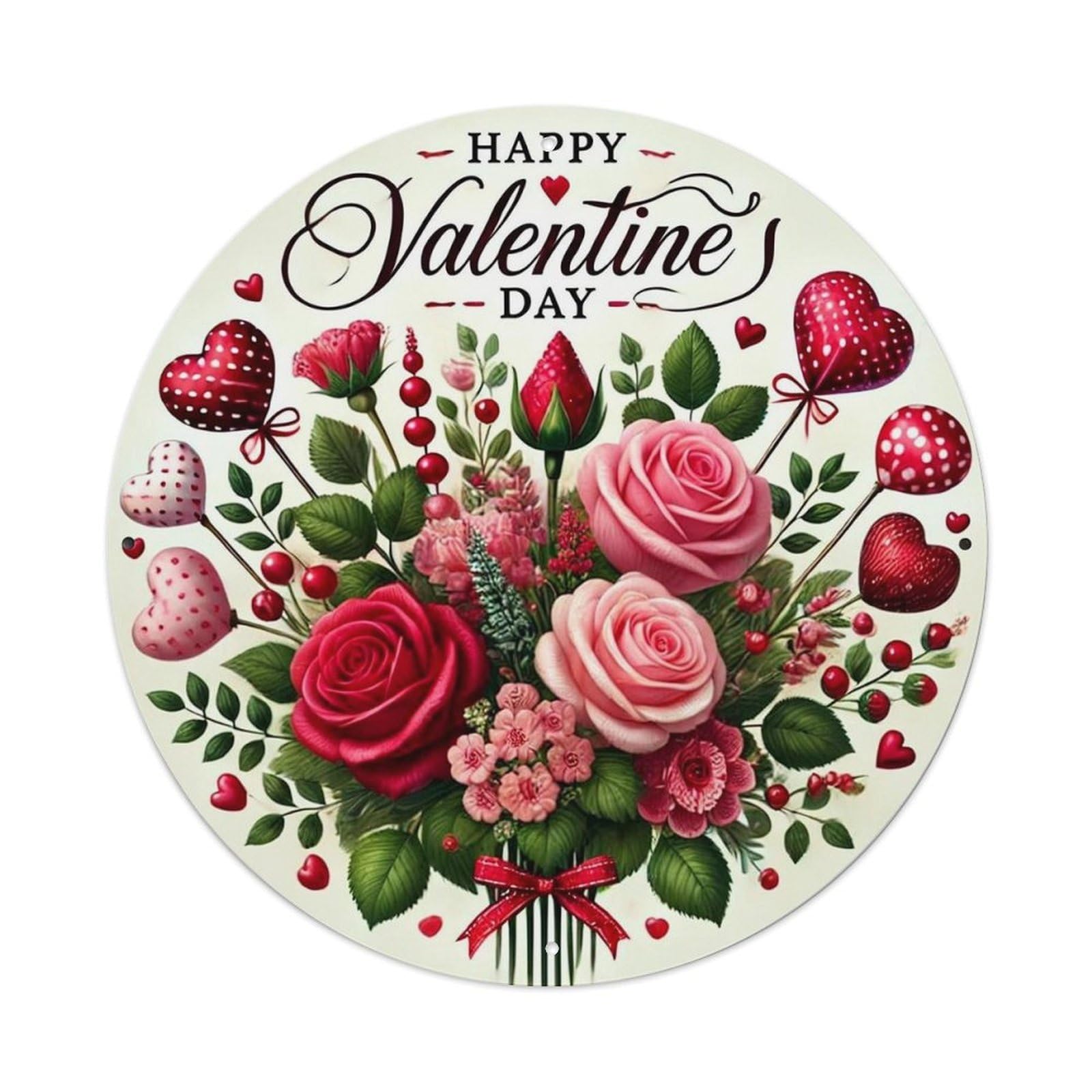 Jdyansheng Vintage Happy Valentine Day Floral Bouquet Tin Sign Metal Poster Metal Signs For Home Man Cave Bar Cafe Kitchen Laundry Room Wall Decorations 8X8 Inches
