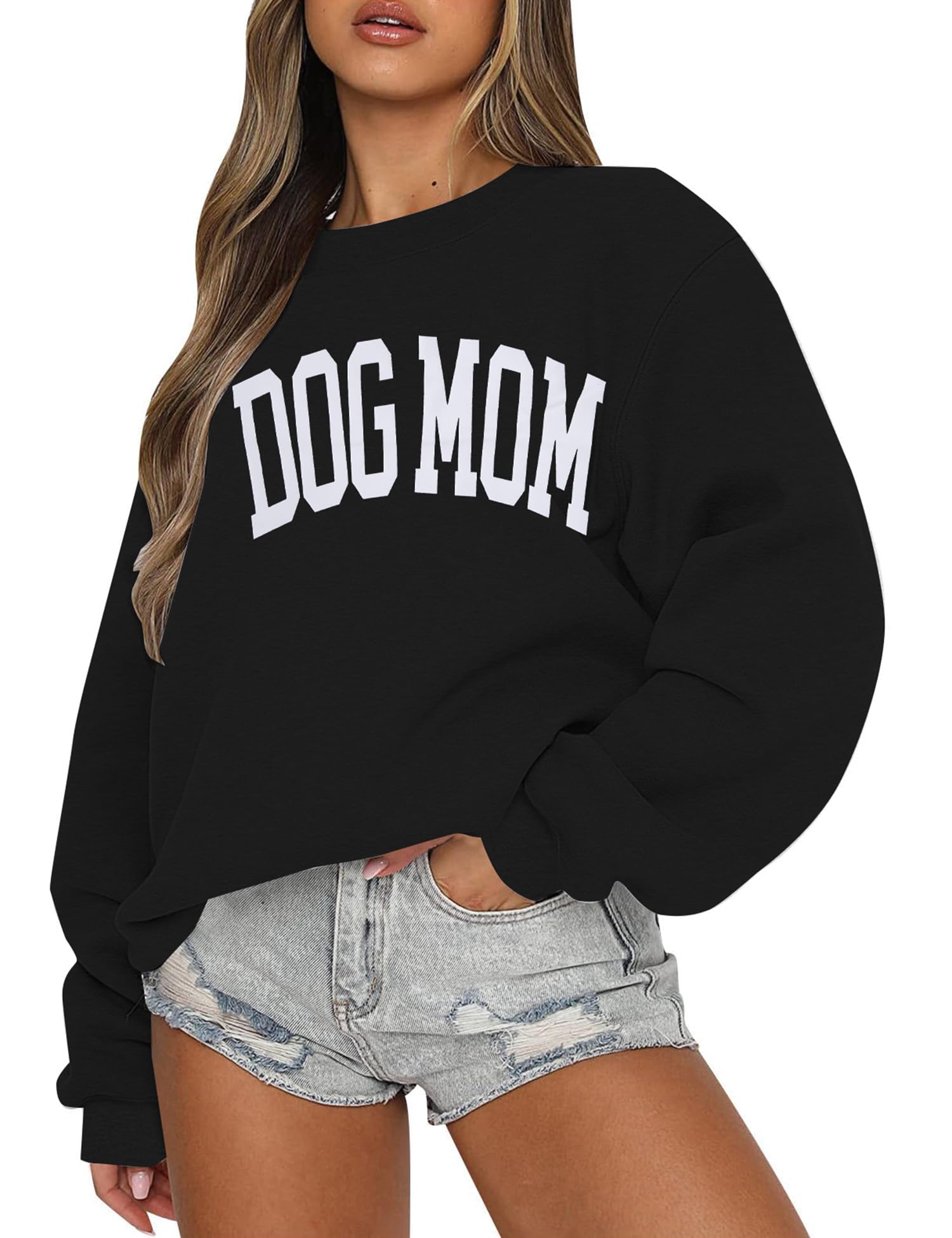 KNEYATTA Dog Mom Sweatshirt Women Dog Lover Sweatshirt Funny Graphic Fall Sweatshirts Mam Pullover Tops