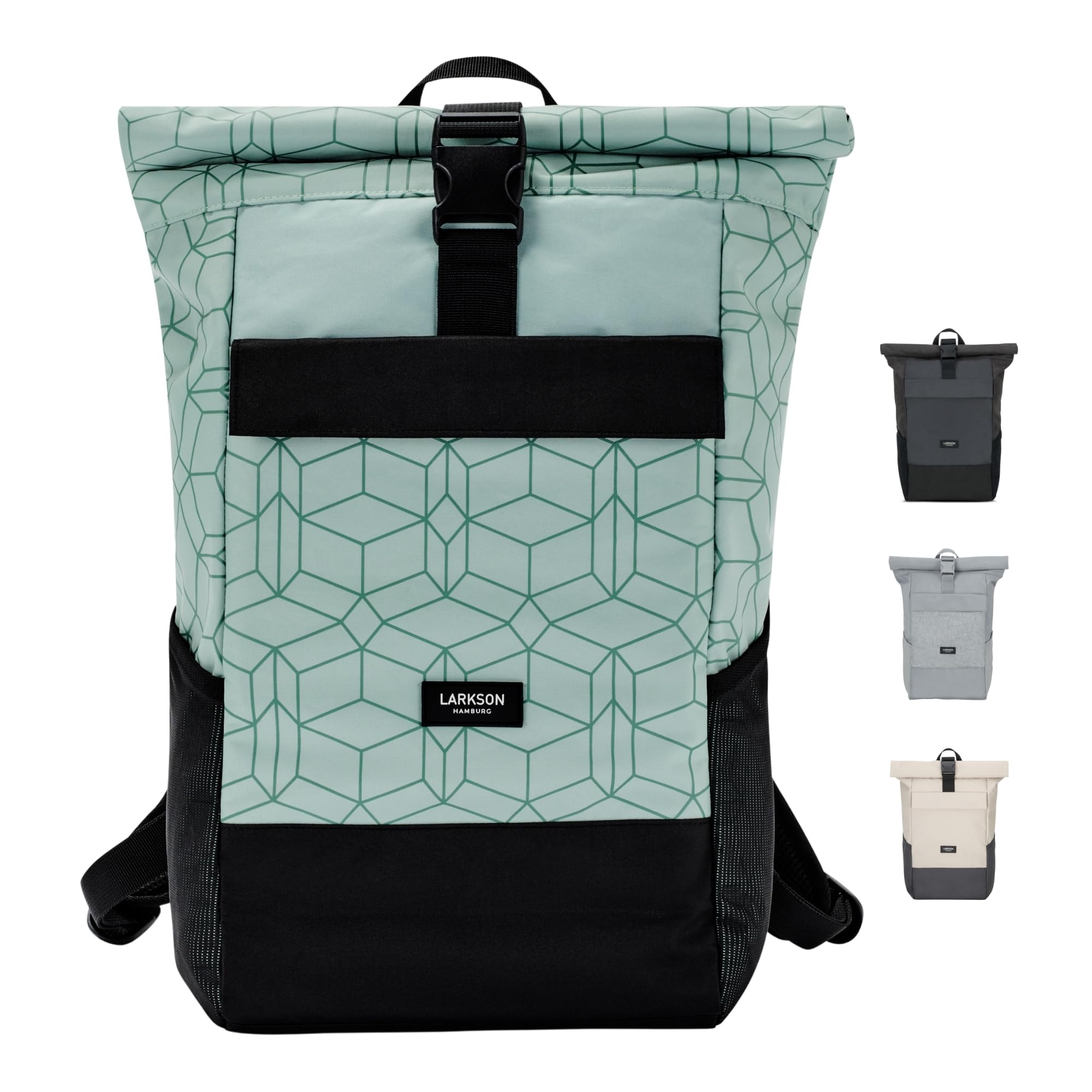 LARKSON Zaino Roll Top Uomo Donna - No 4 - Zainetto per Lavoro, Viaggio, Università - Porta Pc 16 Pollici - Materiale Sostenibile - Impermeabile