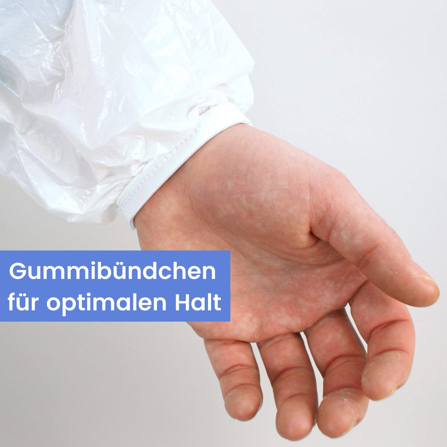 100x Schutzkittel Einweg mit Bündchen - Einmal Kittel Pflegekittel Einwegschürze ∙ Aus CPE Cast Polyethylen ∙ Für Facharzt, Zahnarzt, Altenpflege, Gastronomie u.v.m.…
