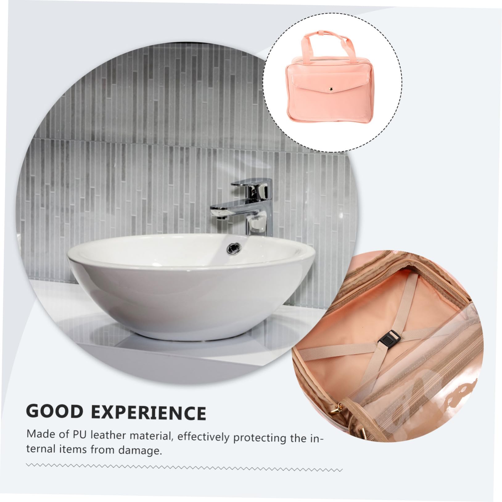 Borsa da Viaggio per Cosmetici Organizer Cubo Borsa da Viaggio per Articoli da Toeletta Appesa in Similpelle Pu Numerose Tasche e Scomparti Design Multifunzionale Facile Trasporto