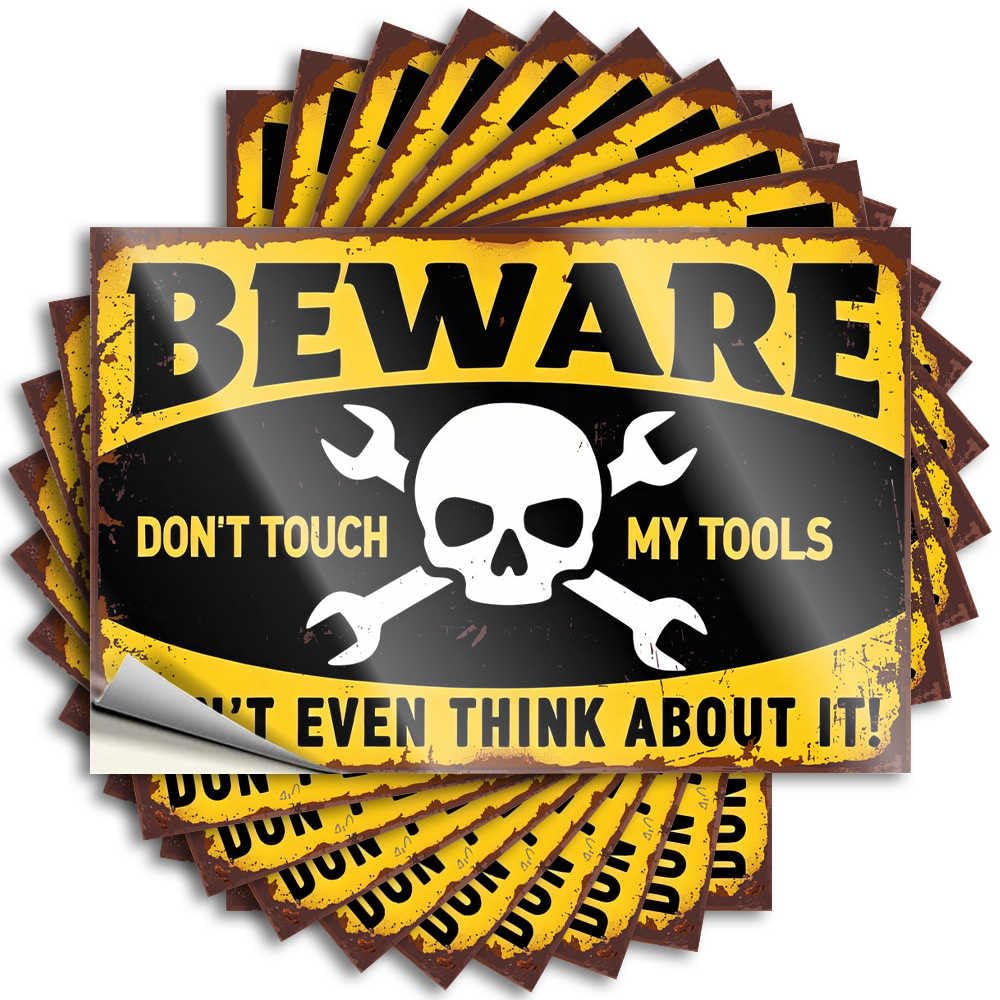 Sweet Quote Aesthetic Decals, Funny House Decor Cute Pattern Design for Christmas Notebook | Door Removable Vinyl Skull and Wrenches: Don't Touch My Tools!(12X18CM)